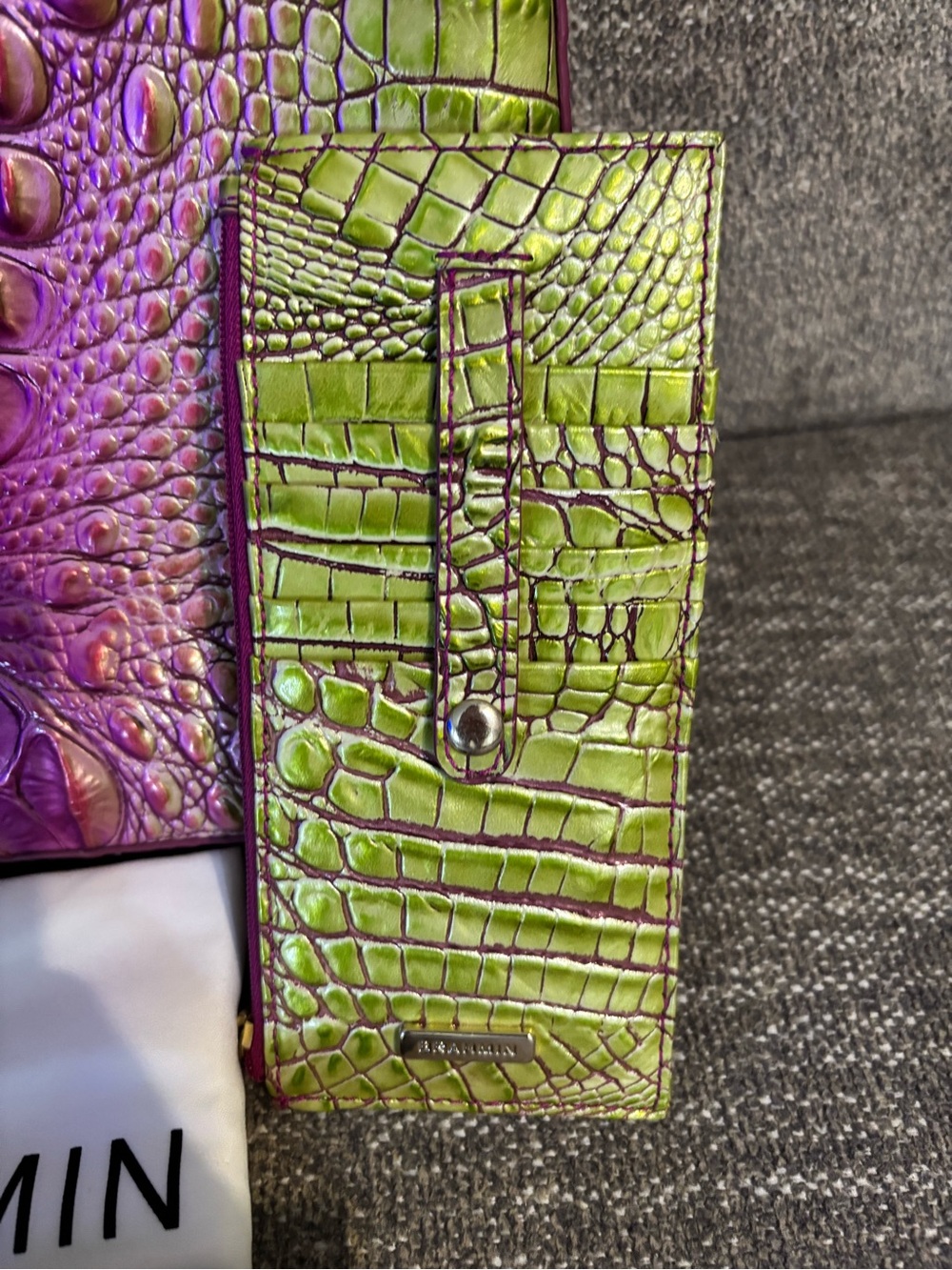 🌟Brahmin🌟 Limeade Ombré Melbourne Katie Crossbody and Credit Card Wallet - Picture 7 of 16
